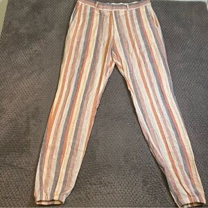 ASOS Men's Jogger Pants Size 36 Linen Blend Stripe Breathable Boho Resort Beach